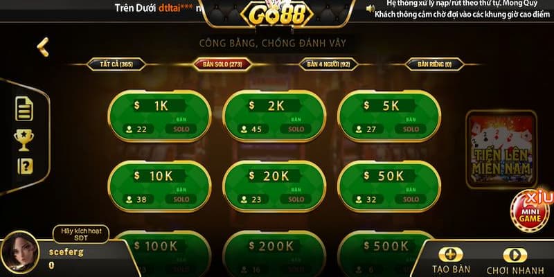 Mẹo chơi tiến lên miền nam Go88 hiệu quả